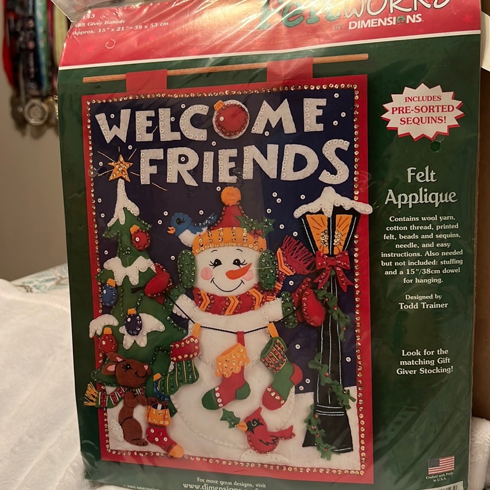 Felt Works, Felt Appliqué Holiday Snowman Banner